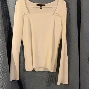 White/ and gold studded long sleeved blouse